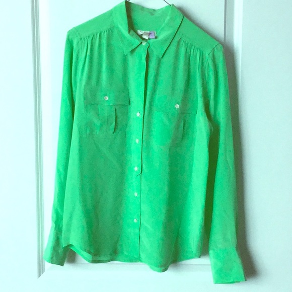 J. Crew Tops - 100% silk lime green button down J. Crew Tops - 100% silk lime green button down
